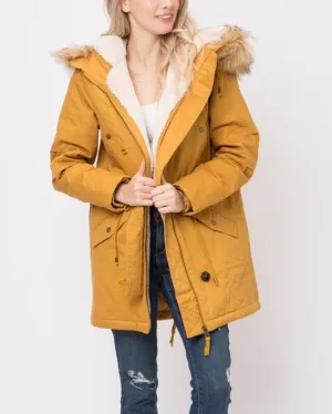 Faux Sherpa Lined Hooded Utility Parka Jacket in More Colors