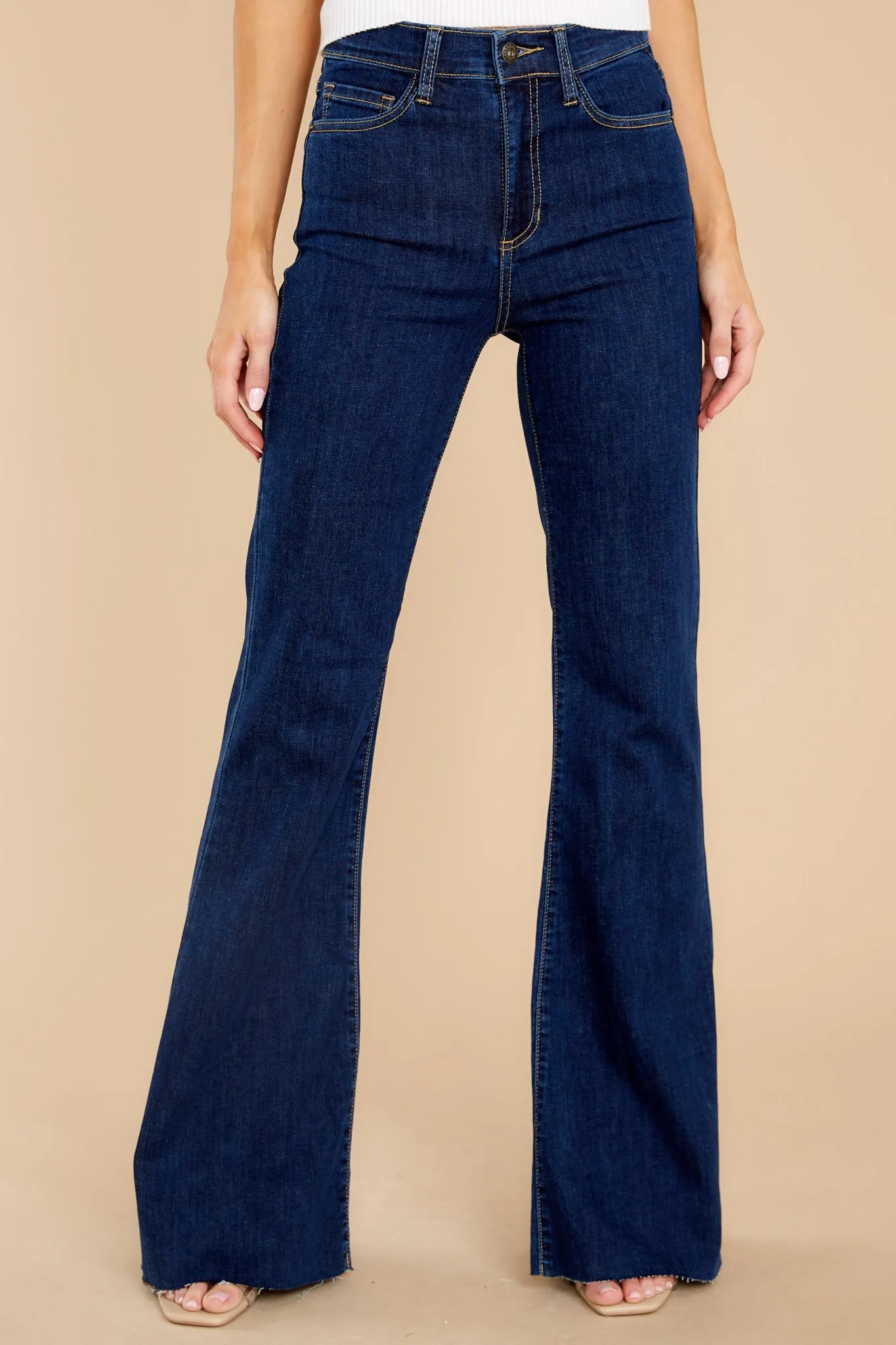 Feel My Heartbeat Dark Wash Wide Leg Jeans