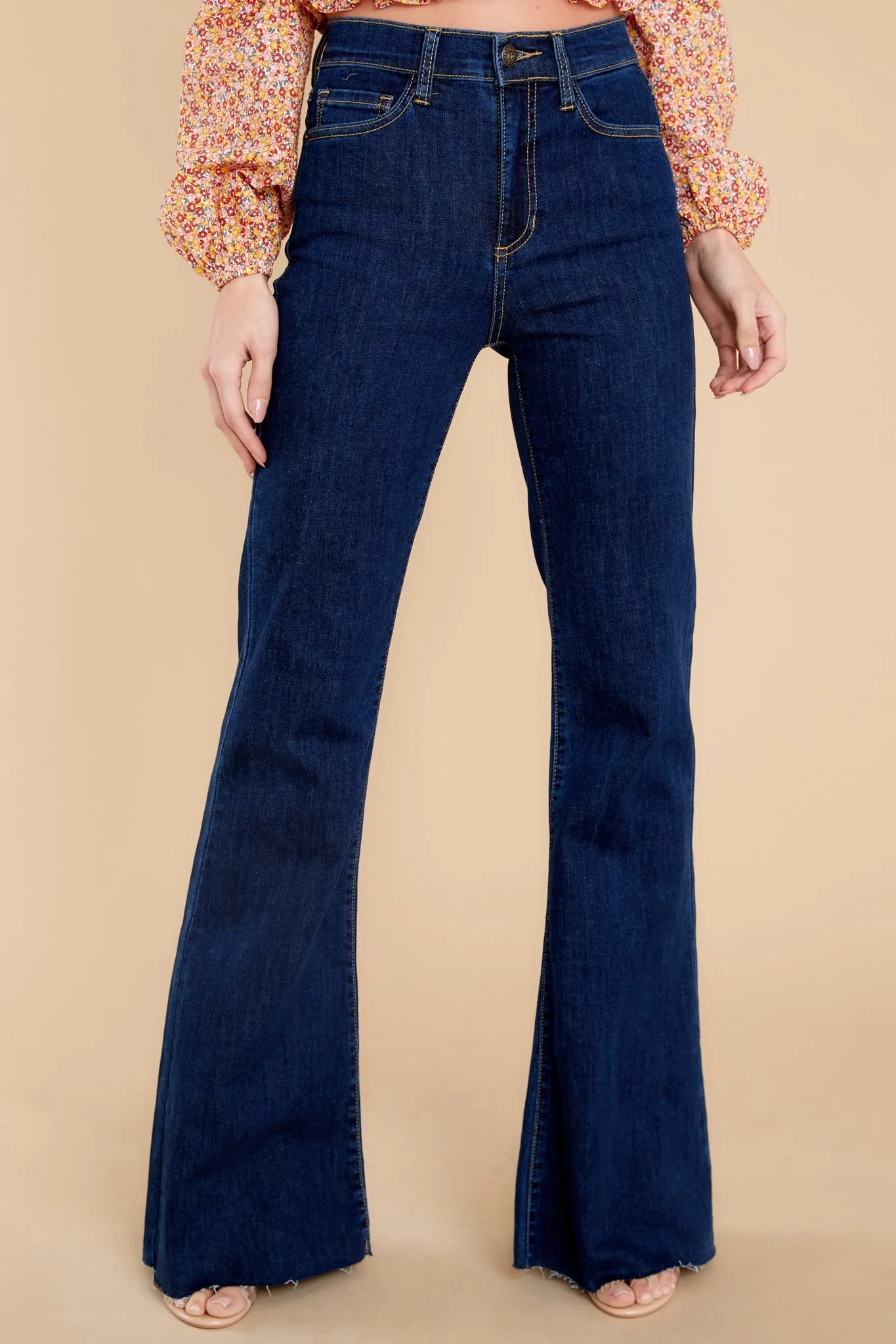 Feel My Heartbeat Dark Wash Wide Leg Jeans