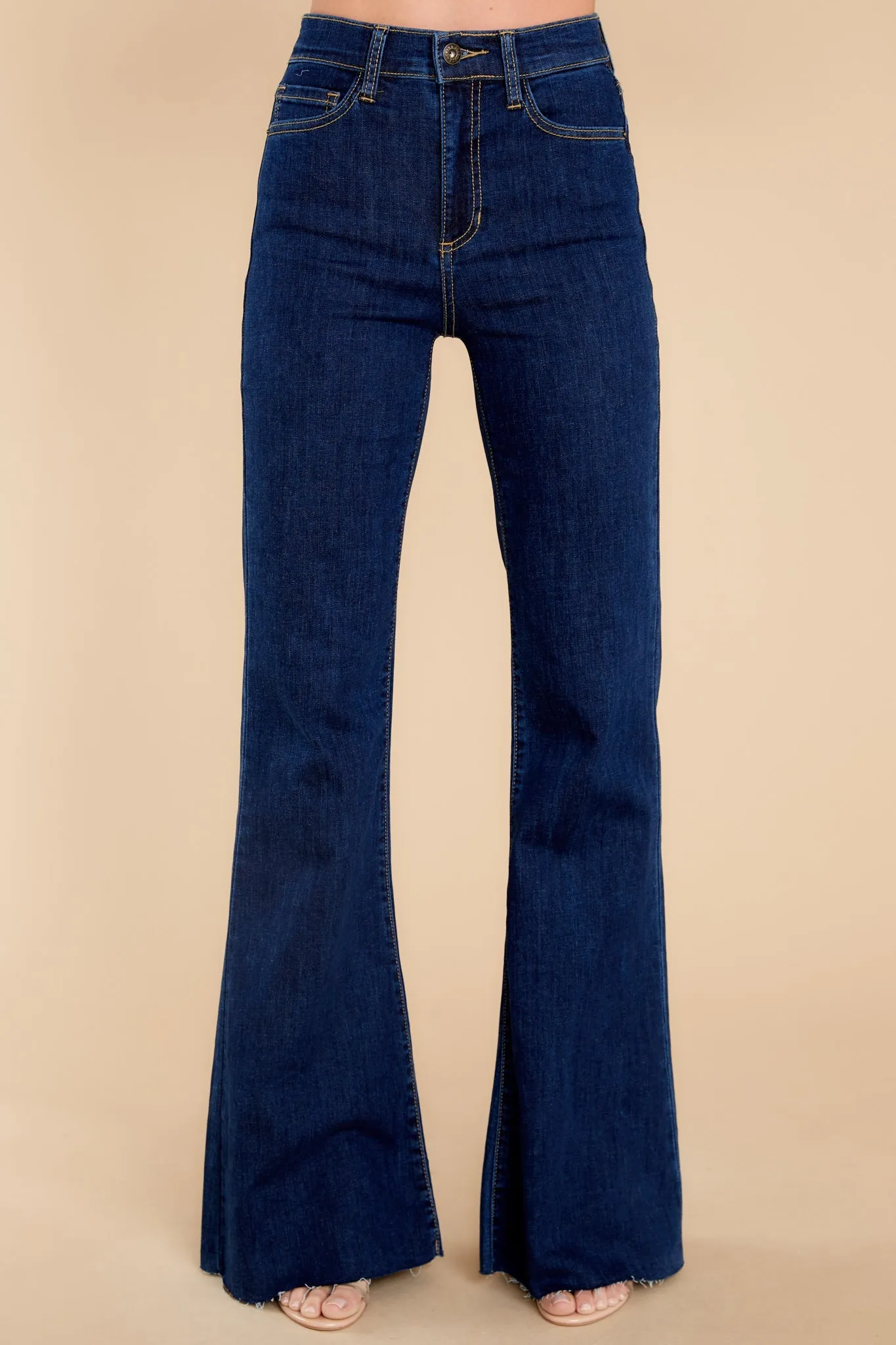 Feel My Heartbeat Dark Wash Wide Leg Jeans