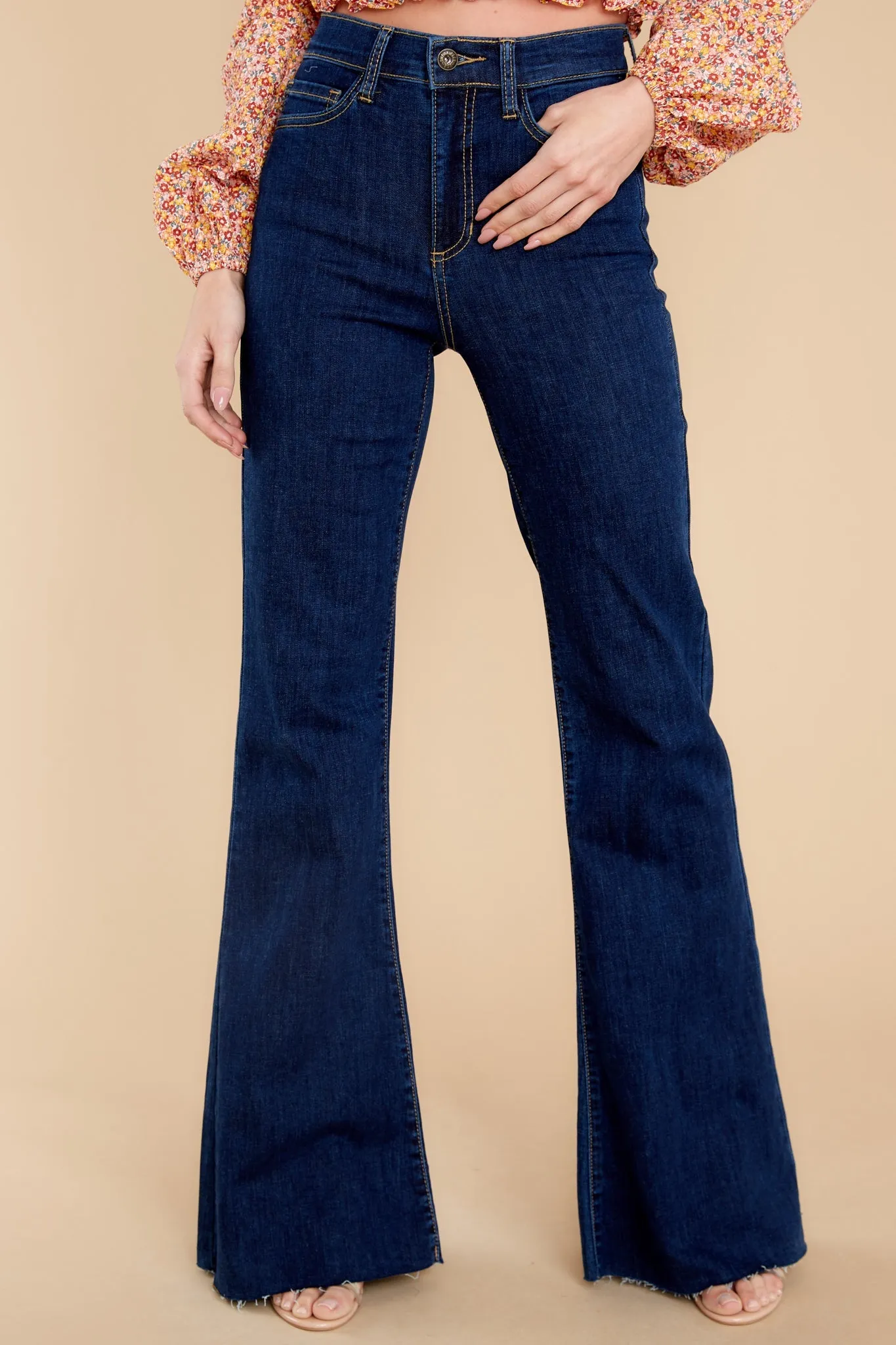 Feel My Heartbeat Dark Wash Wide Leg Jeans