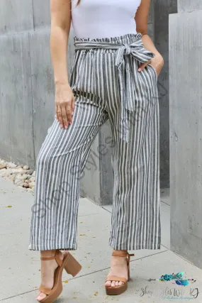 Find Your Path Paperbag Waist Striped Culotte Pants