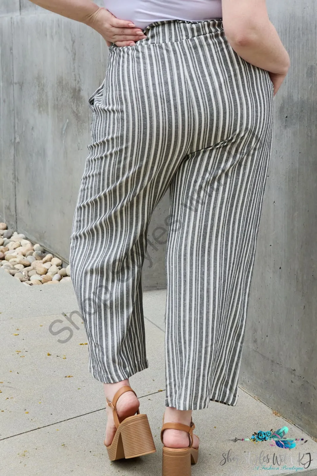 Find Your Path Paperbag Waist Striped Culotte Pants