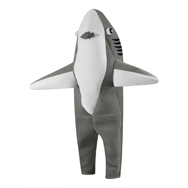 Fleece Shark Costume Adults Shark Funny Onesize Halloween Jumpsuit Becostume