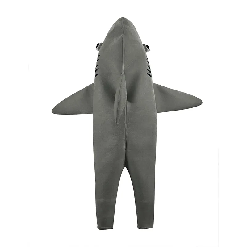 Fleece Shark Costume Adults Shark Funny Onesize Halloween Jumpsuit Becostume