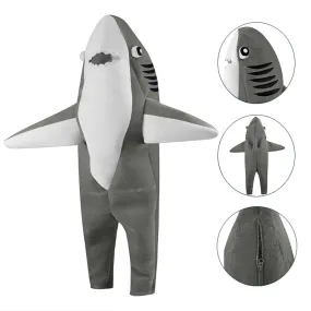 Fleece Shark Costume Adults Shark Funny Onesize Halloween Jumpsuit Becostume