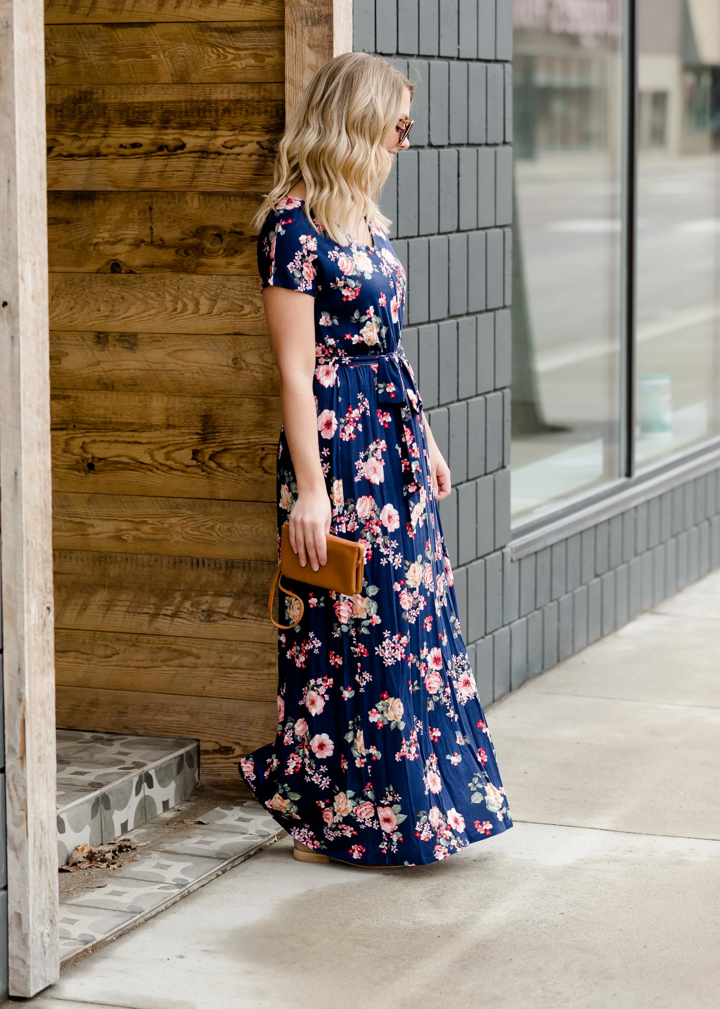 Floral Belted A-Line Maxi Dress