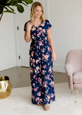 Floral Belted A-Line Maxi Dress