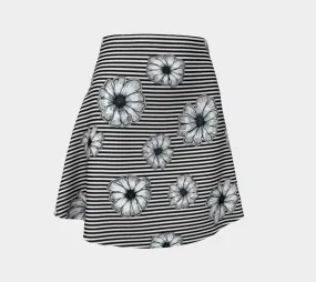 Floral Striped Flare Skirt