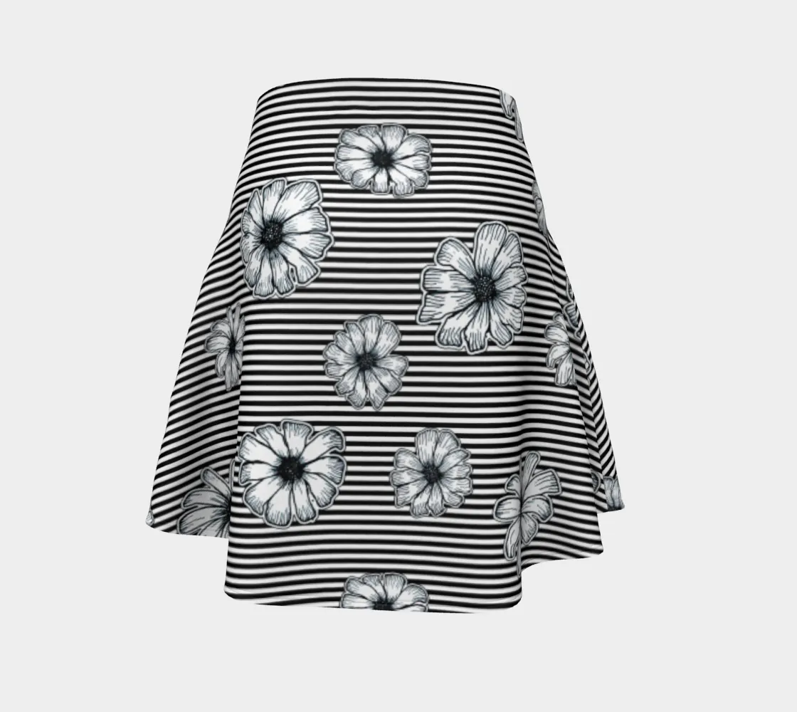 Floral Striped Flare Skirt