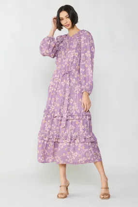 Floral Tiered Long Sleeve Dress