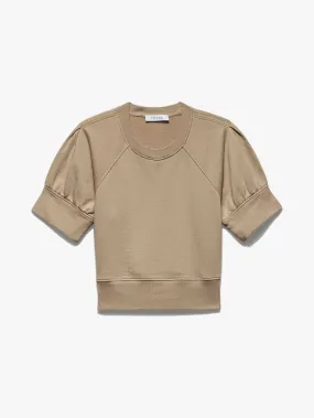 Frame - Pleated Short Sleeve Sweatshirt in Taupe