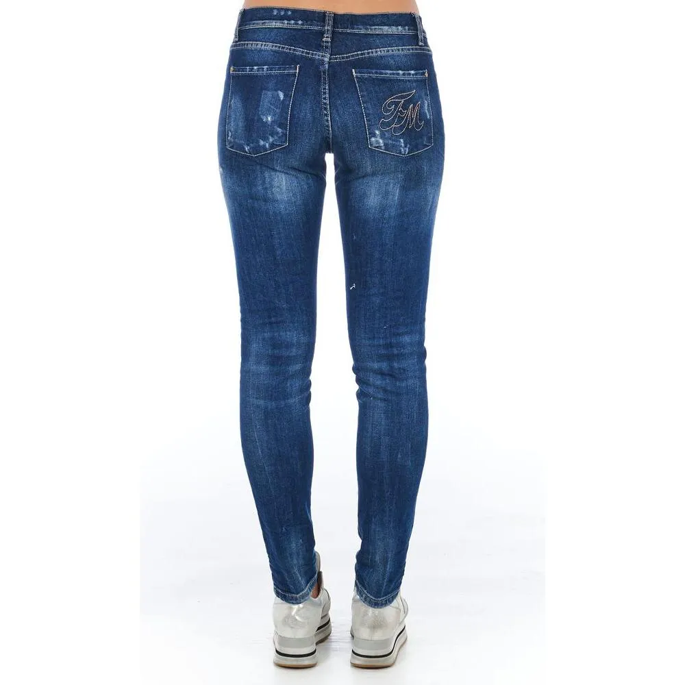 Frankie Morello Blue Cotton Women Jean