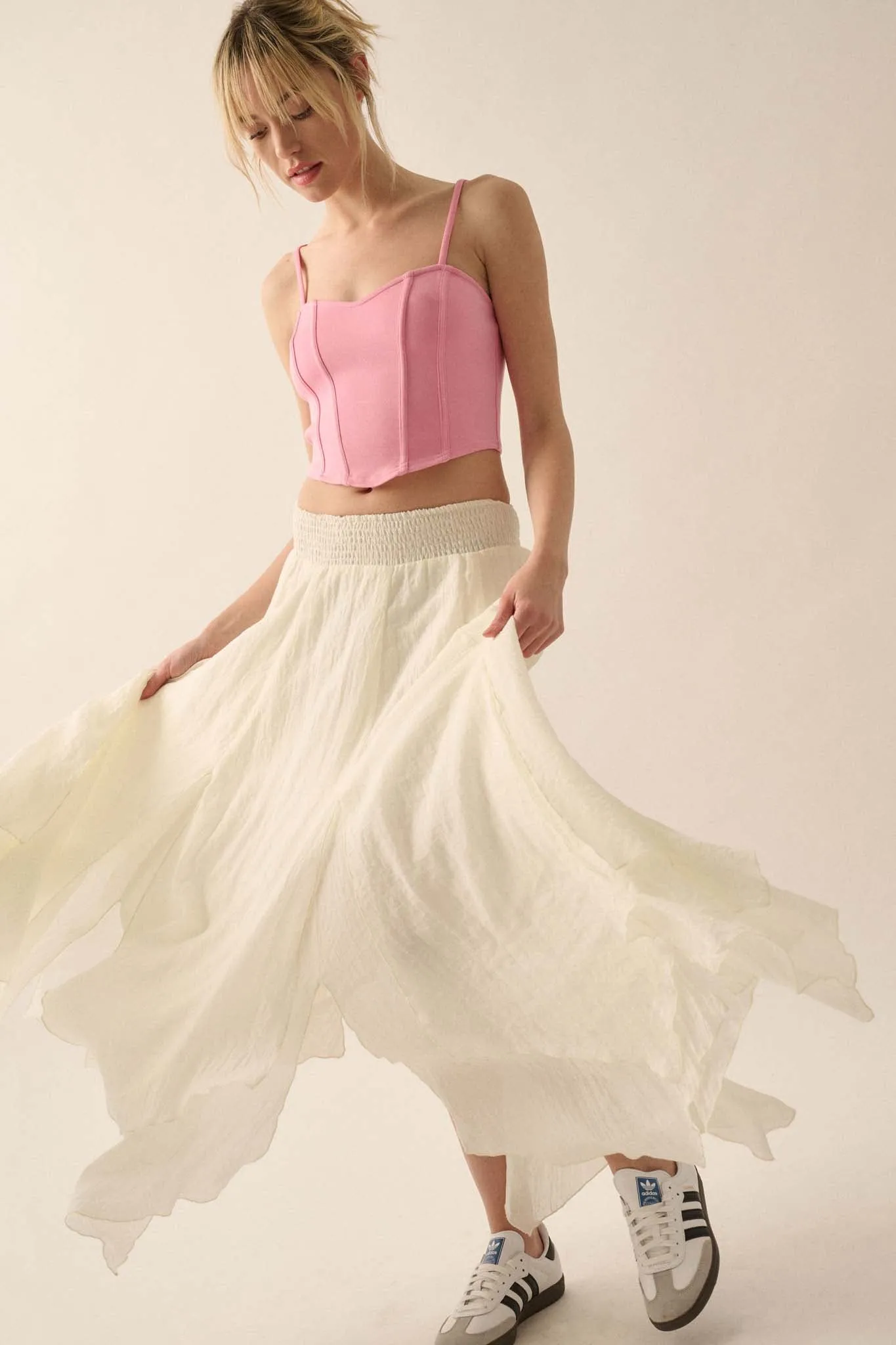 Free as Air Layered Gauze Handkerchief Maxi Skirt