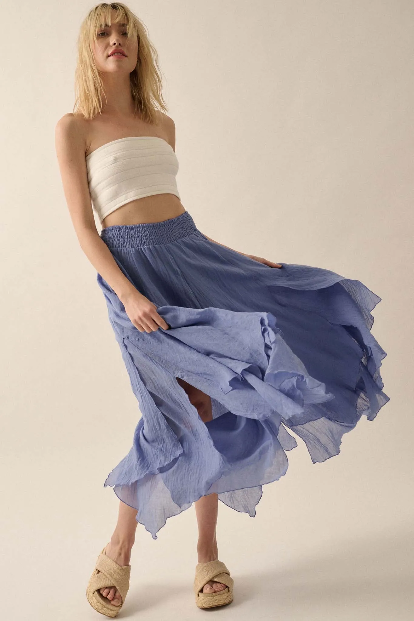 Free as Air Layered Gauze Handkerchief Maxi Skirt