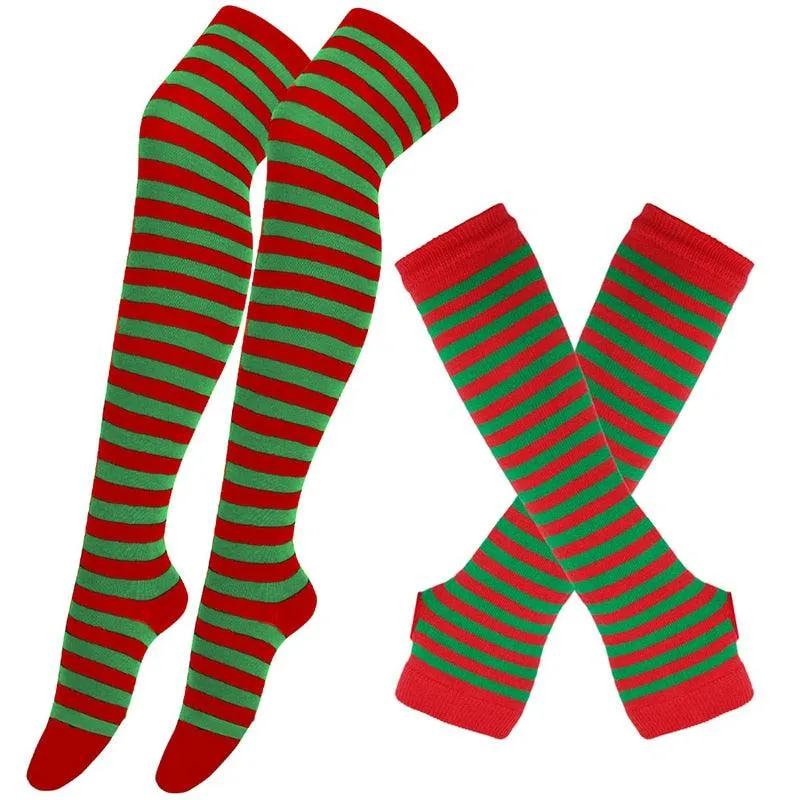 Free Matching Striped Arm Warmer and Thigh High Stocking Collection