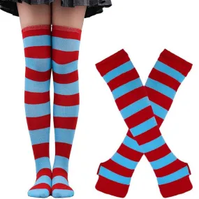 Free Matching Striped Arm Warmer and Thigh High Stocking Collection