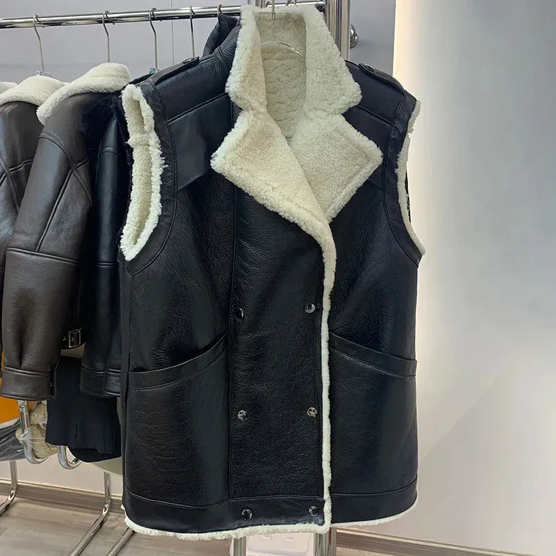 Genuine Sheepskin Shearling Vest for Women (3 Colors)