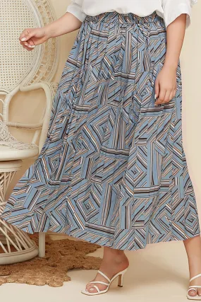 Geometric Pleated Skirt Plus Size