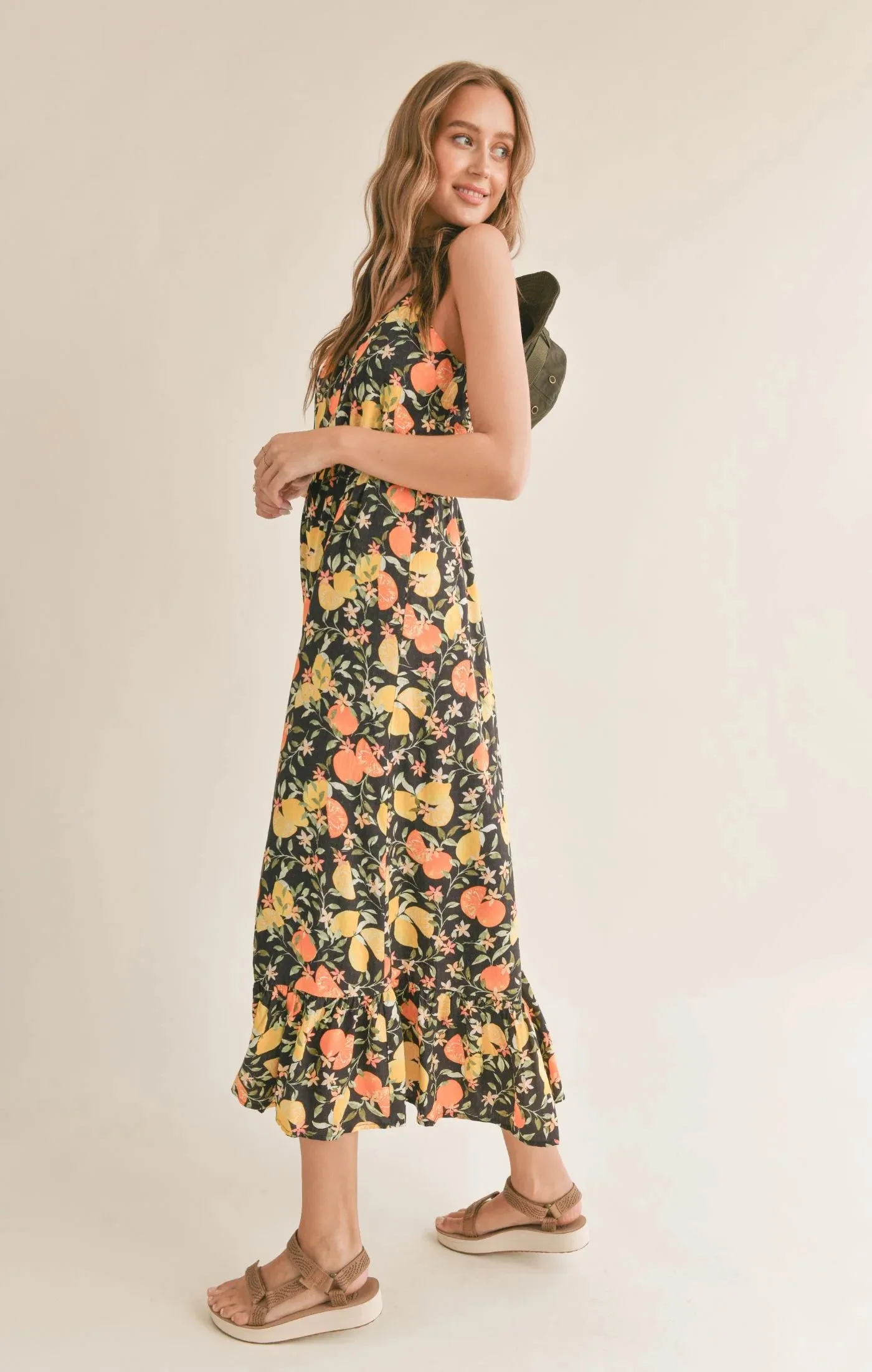 Gia Fruitful Button Down Maxi Dress