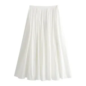 Girlary Women's Midi Skirt 2024 New Summer Fashion A-line Pleated Skirt for Women Casual Chic White Ladies Skirts