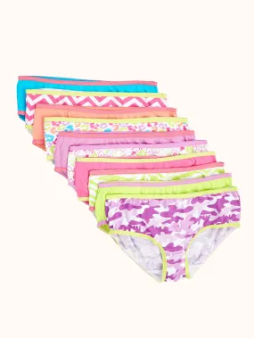 Girls' Cotton Hipster Underwear (10 Pack) - Colorful Hearts