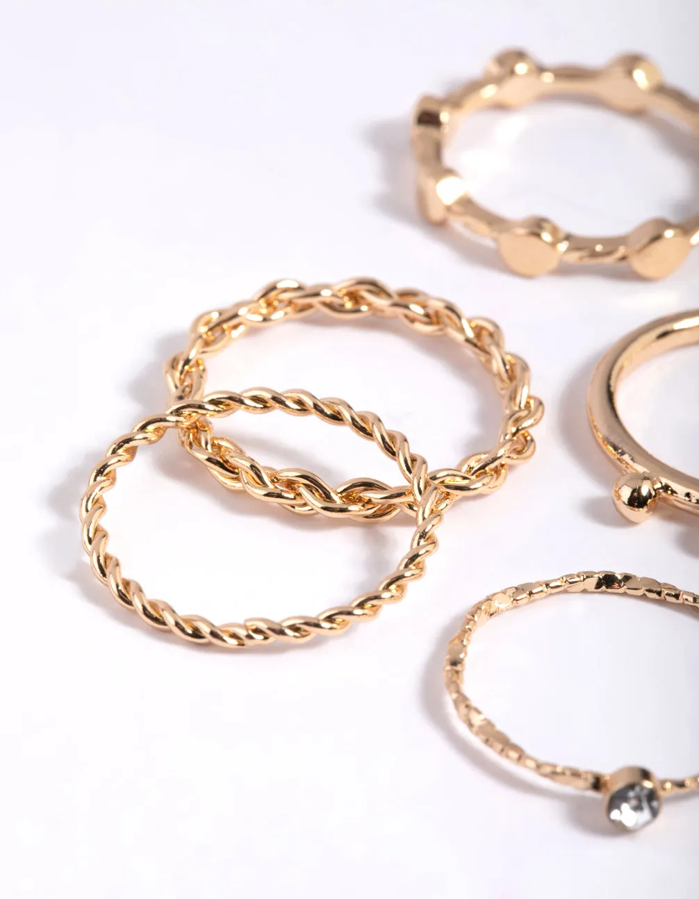 Gold Twisted Ring Stack Pack