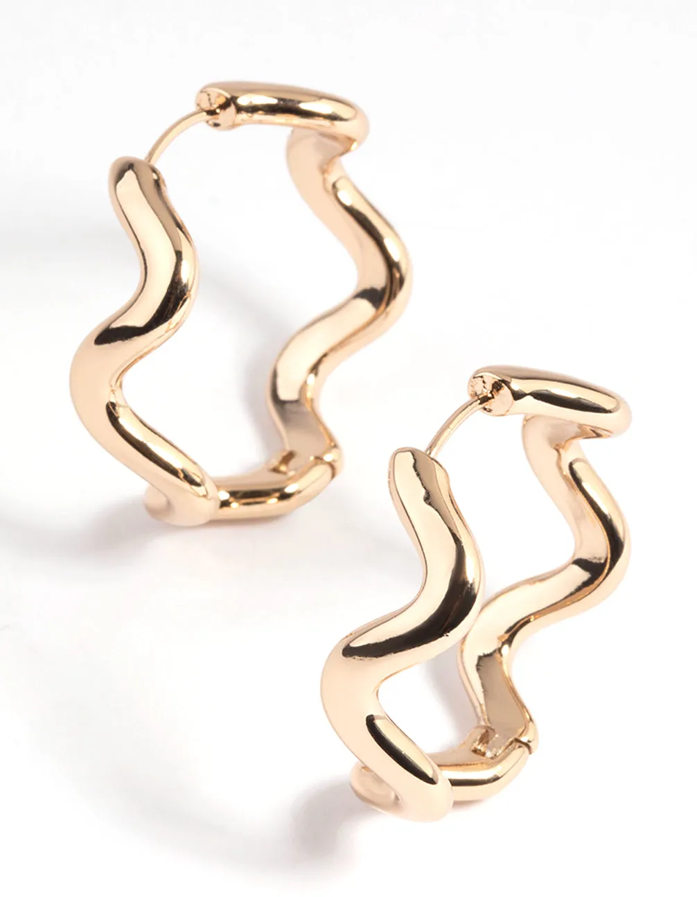 Gold Wavy Hoop Earrings