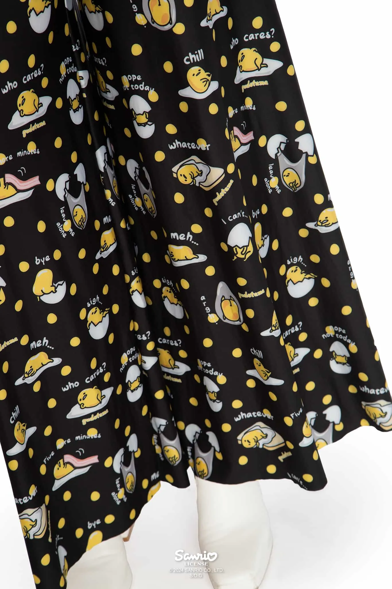 Gudetama Yolka Dots Black Wide Leg Tie Jumpsuit