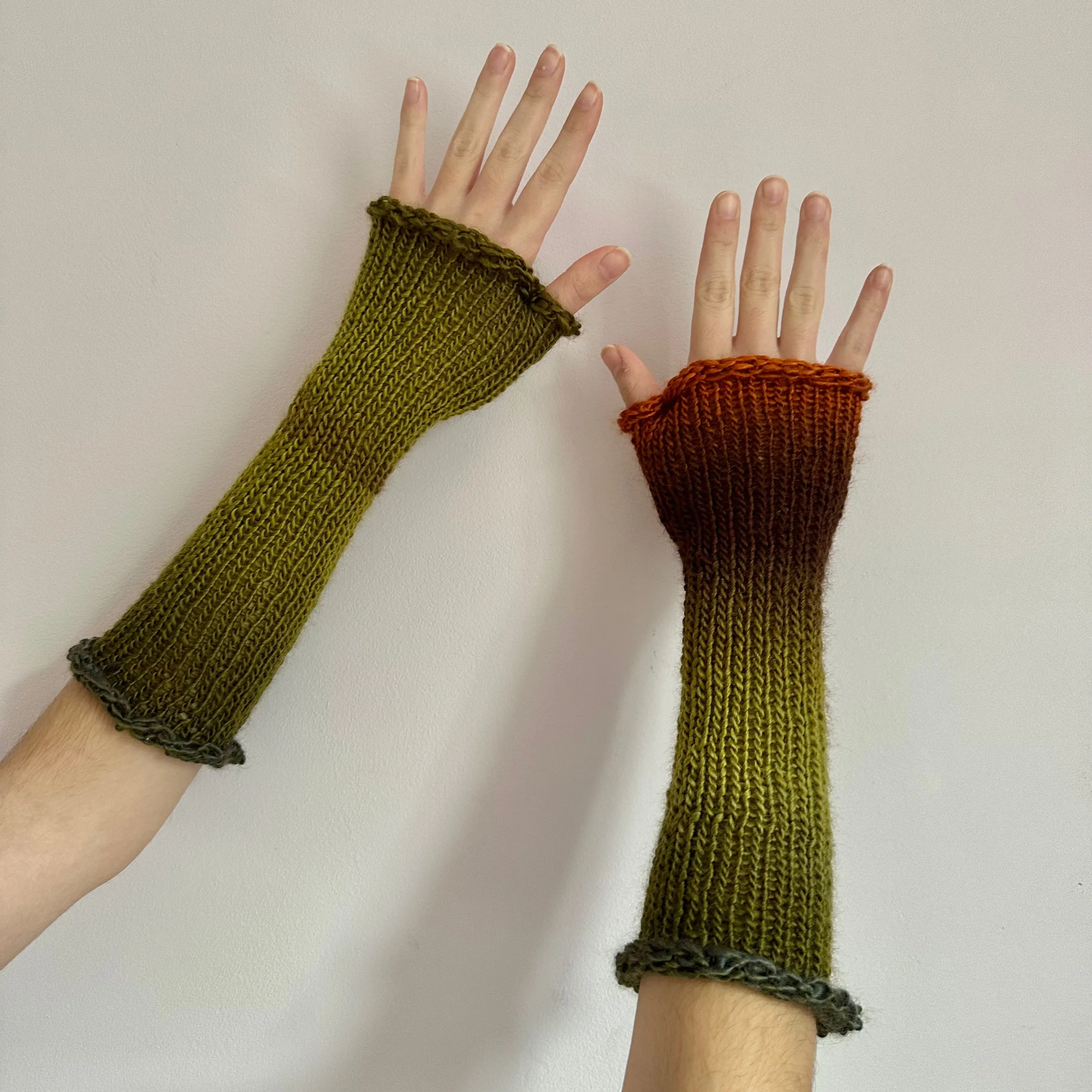 Handmade Aspen ombré knitted arm warmers