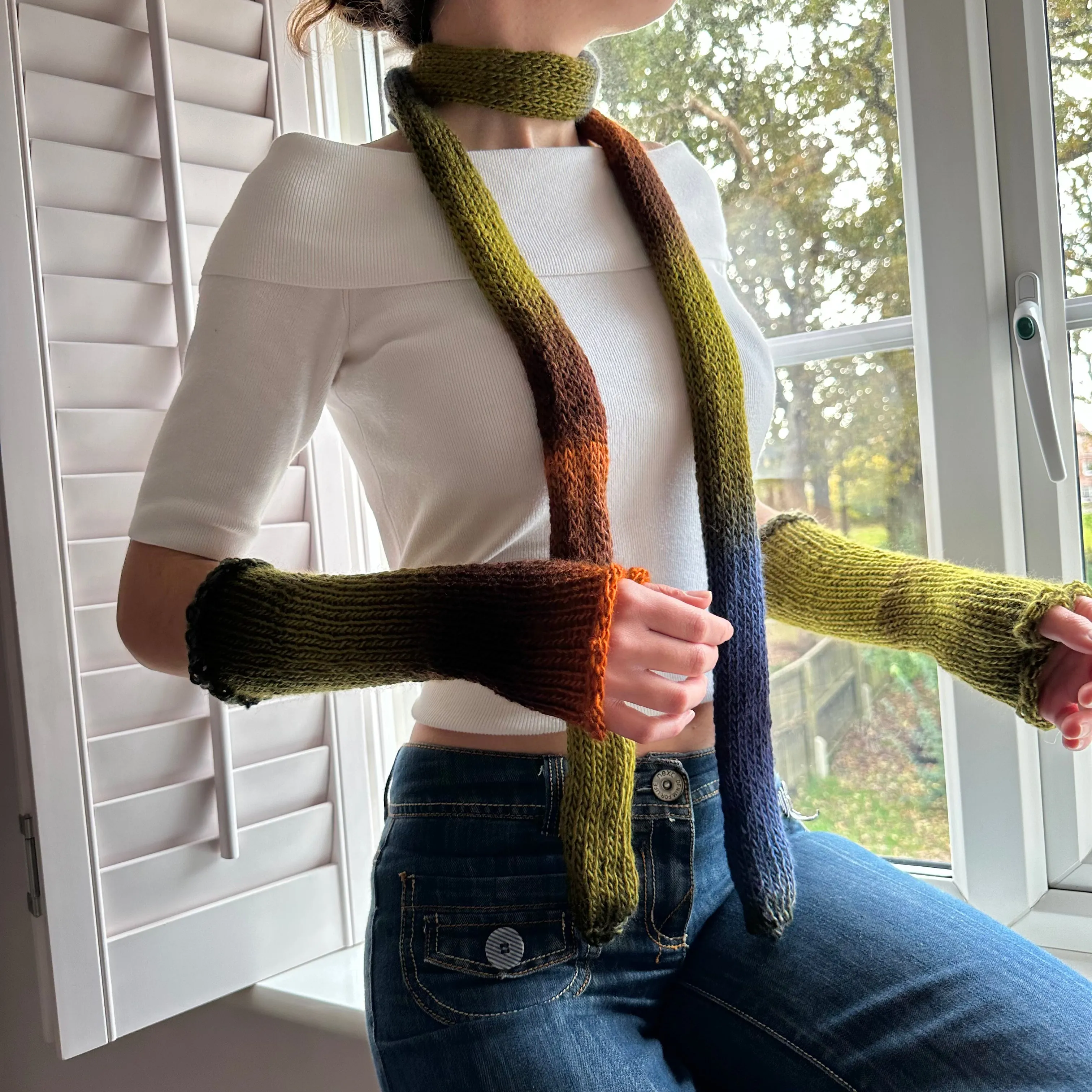 Handmade Aspen ombré knitted arm warmers