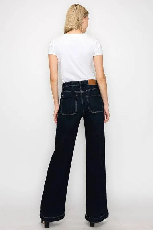 High rise modern wide jeans