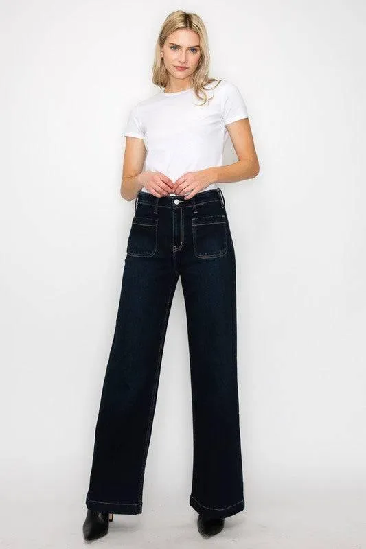 High rise modern wide jeans