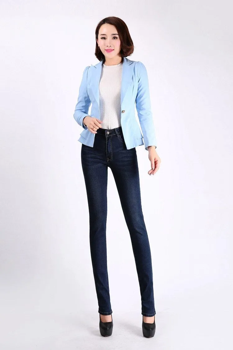 High Waist Push Up Straight Jeans