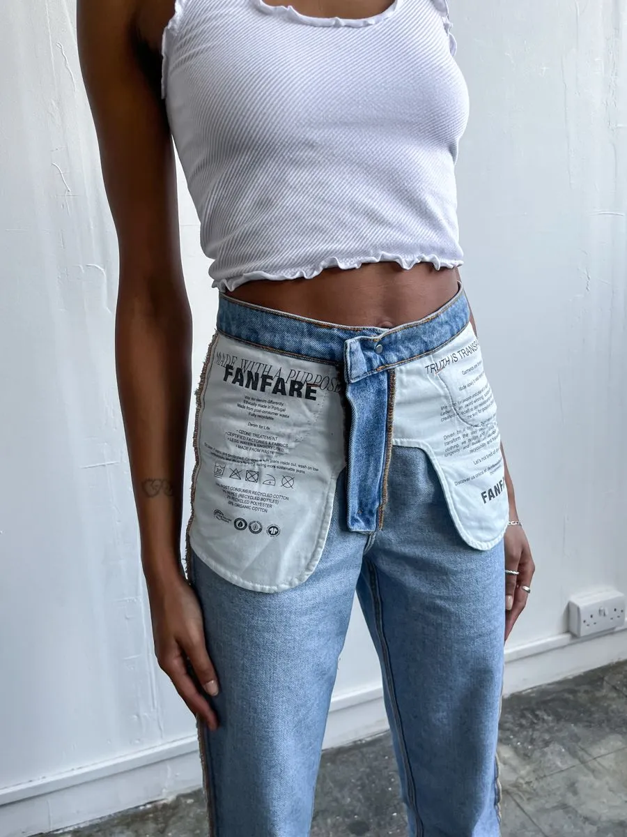 High Waisted Organic & Recycled Laser Dandelion Blue Jeans