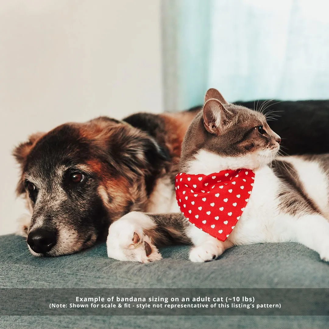 Holiday Cat Bandana - "Crimson Berry" - Christmas Red, Green & Gold Holly Bandana for Cat   Small Dog / Slide-On Over the Collar Bandana