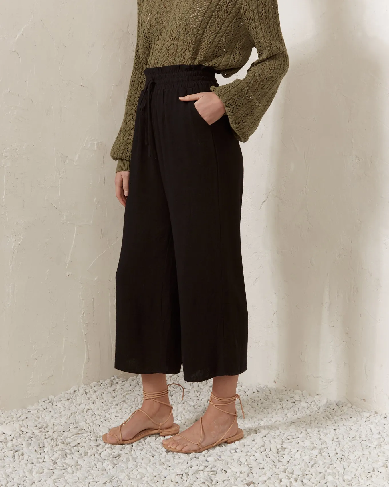 Idy Black Linen Blend Culottes