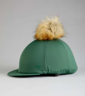 Jersey Hat Silk with Faux Fur Pom Pom Green