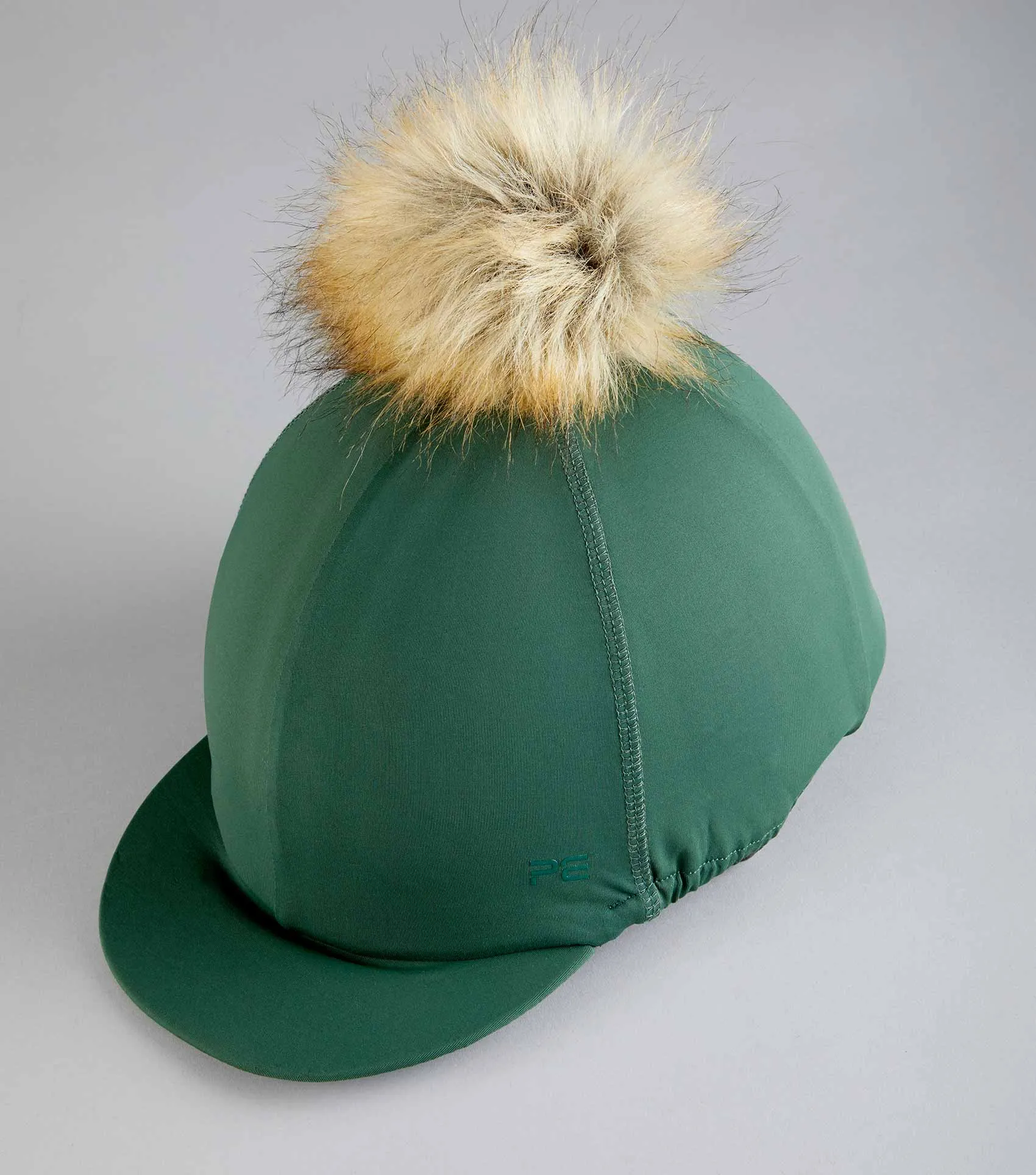 Jersey Hat Silk with Faux Fur Pom Pom Green