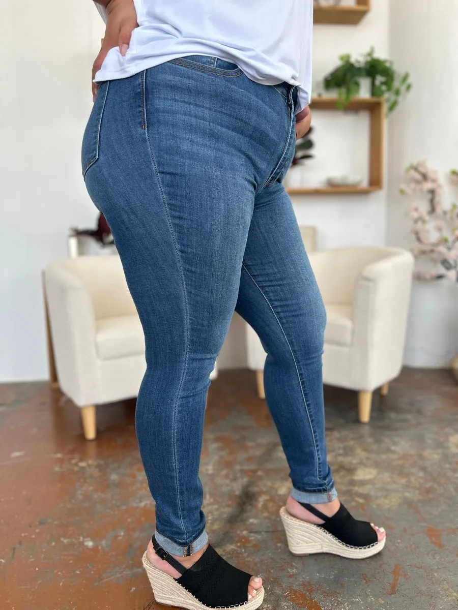 Judy Blue Cuffed Hem Low Waist Skinny Jeans [Online Exclusive]