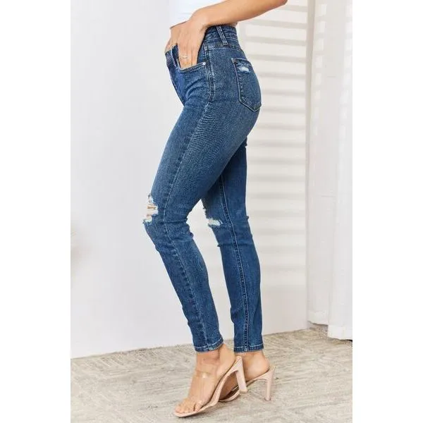 Judy Blue Full Size High Waist Distressed Slim Jeans