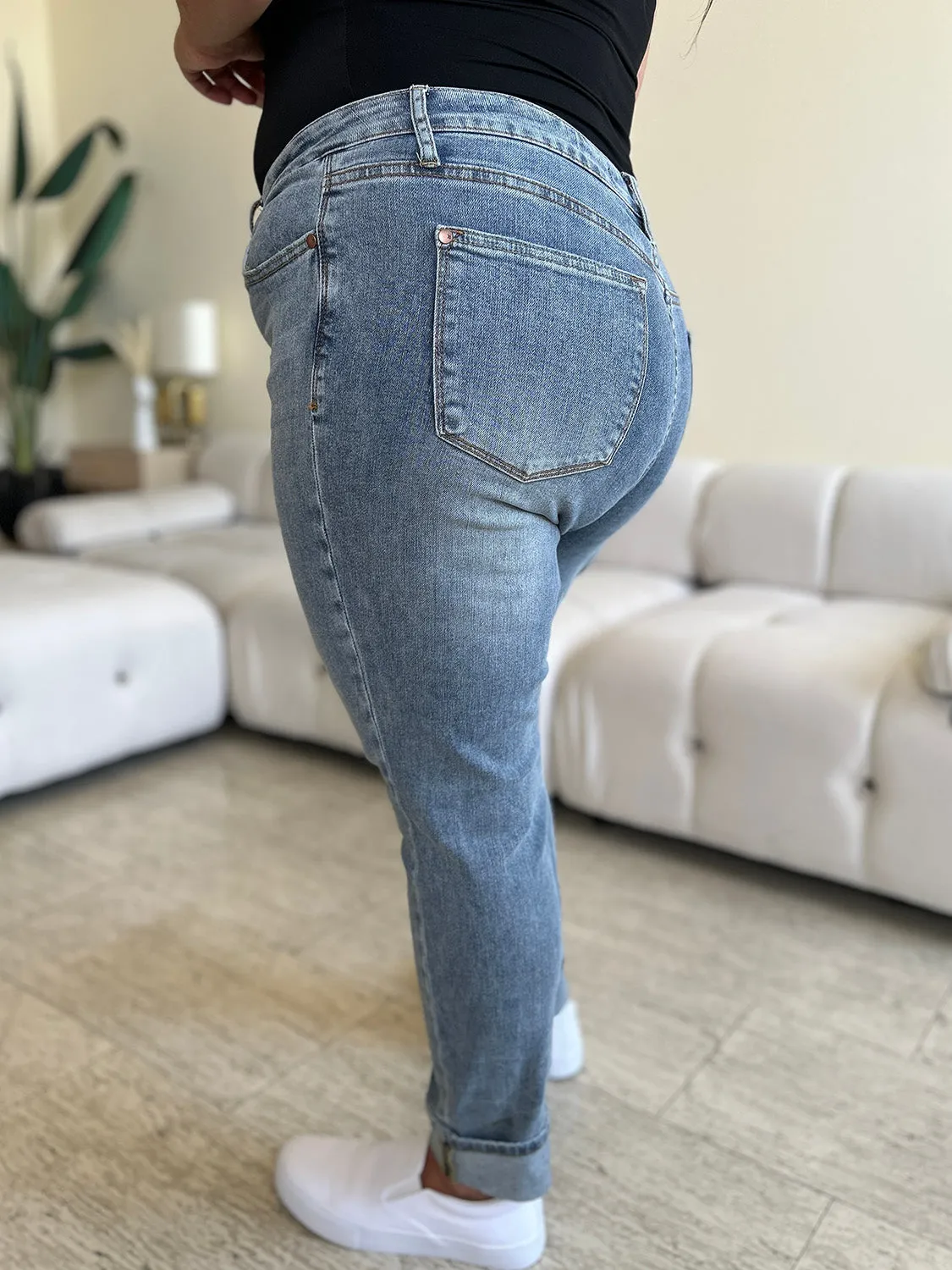 Judy Blue High Waist Cuff Hem Skinny Jeans [Online Exclusive]