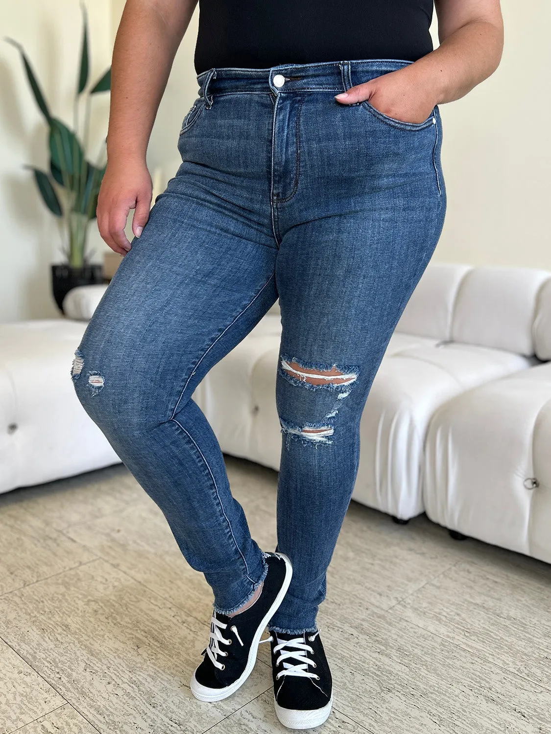 Judy Blue High Waist Distressed Skinny Jeans [Online Exclusive]