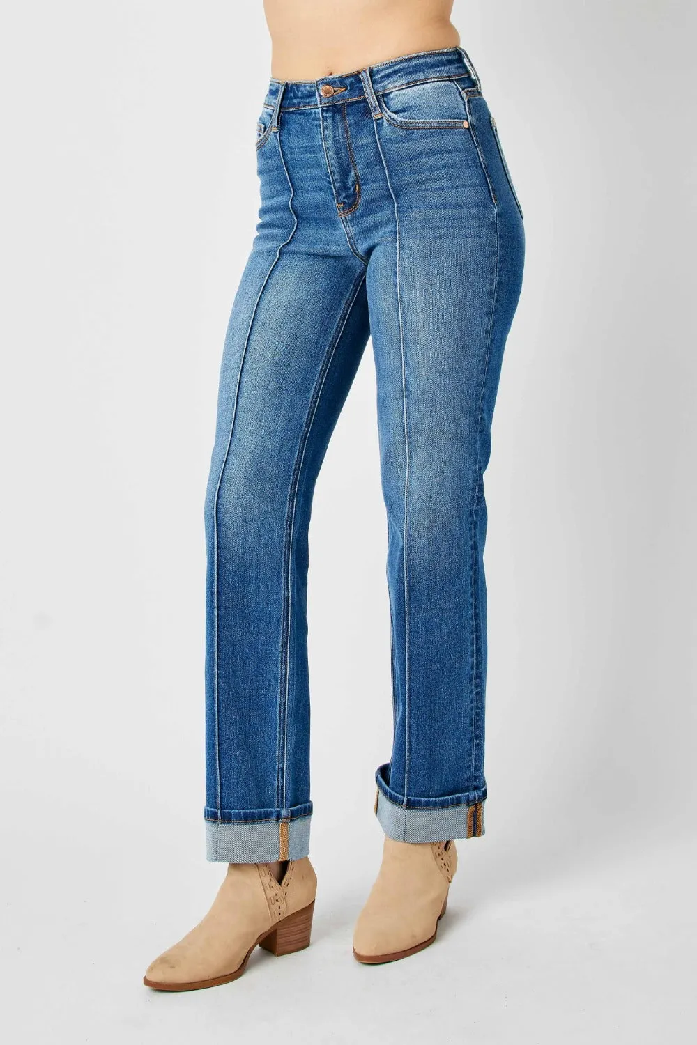 Judy Blue High Waist Front Seam Detail Straight Jeans [Online Exclusive]