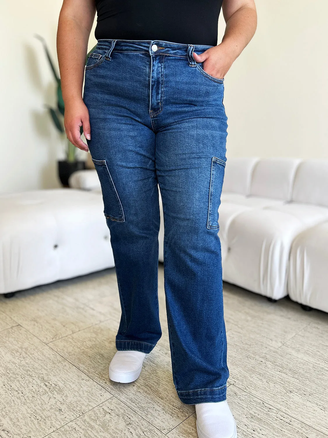 Judy Blue High Waist Straight Cargo Jeans [Online Exclusive]