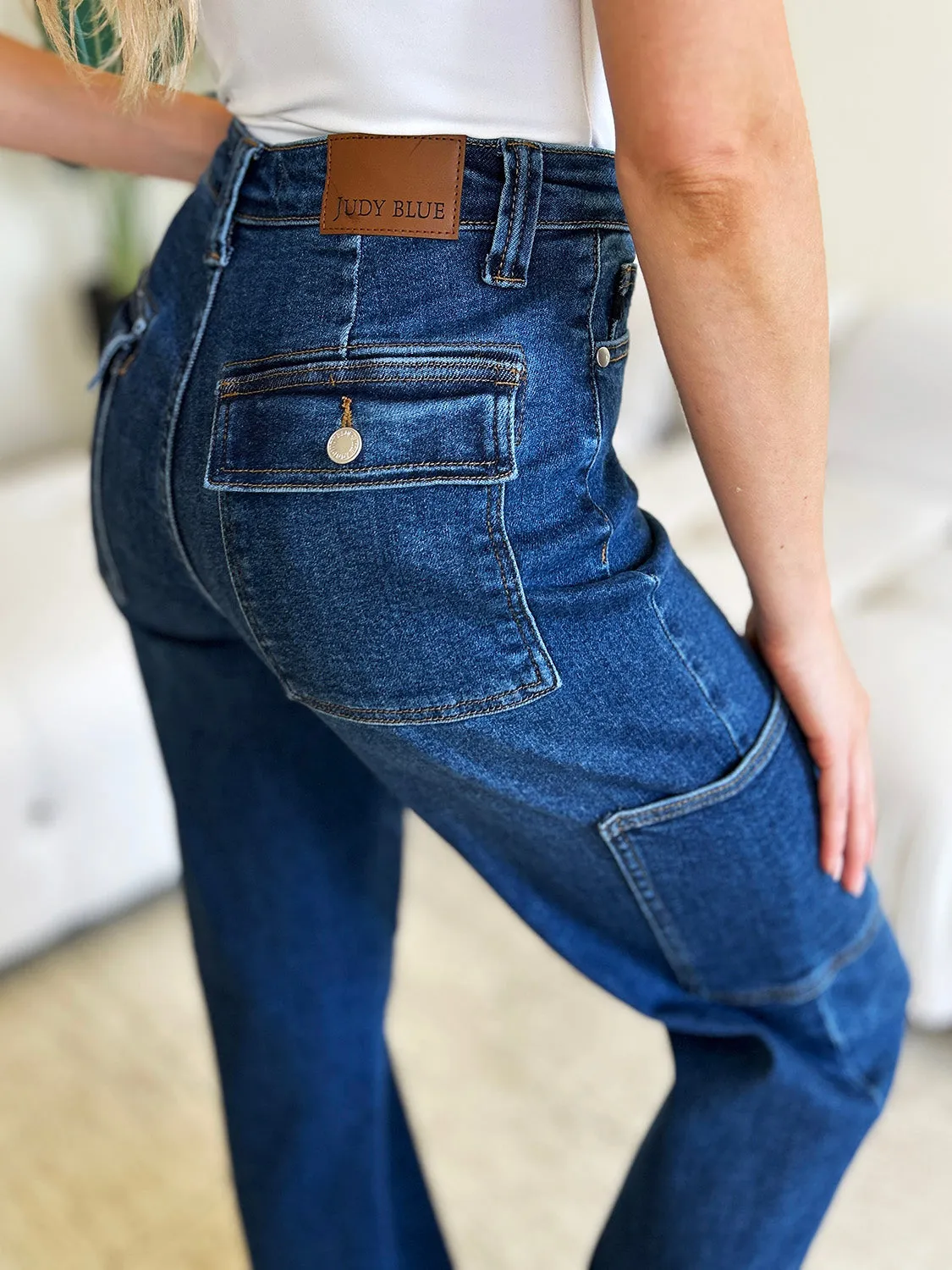 Judy Blue High Waist Straight Cargo Jeans [Online Exclusive]