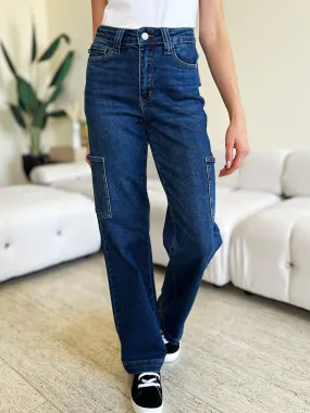 Judy Blue High Waist Straight Cargo Jeans [Online Exclusive]