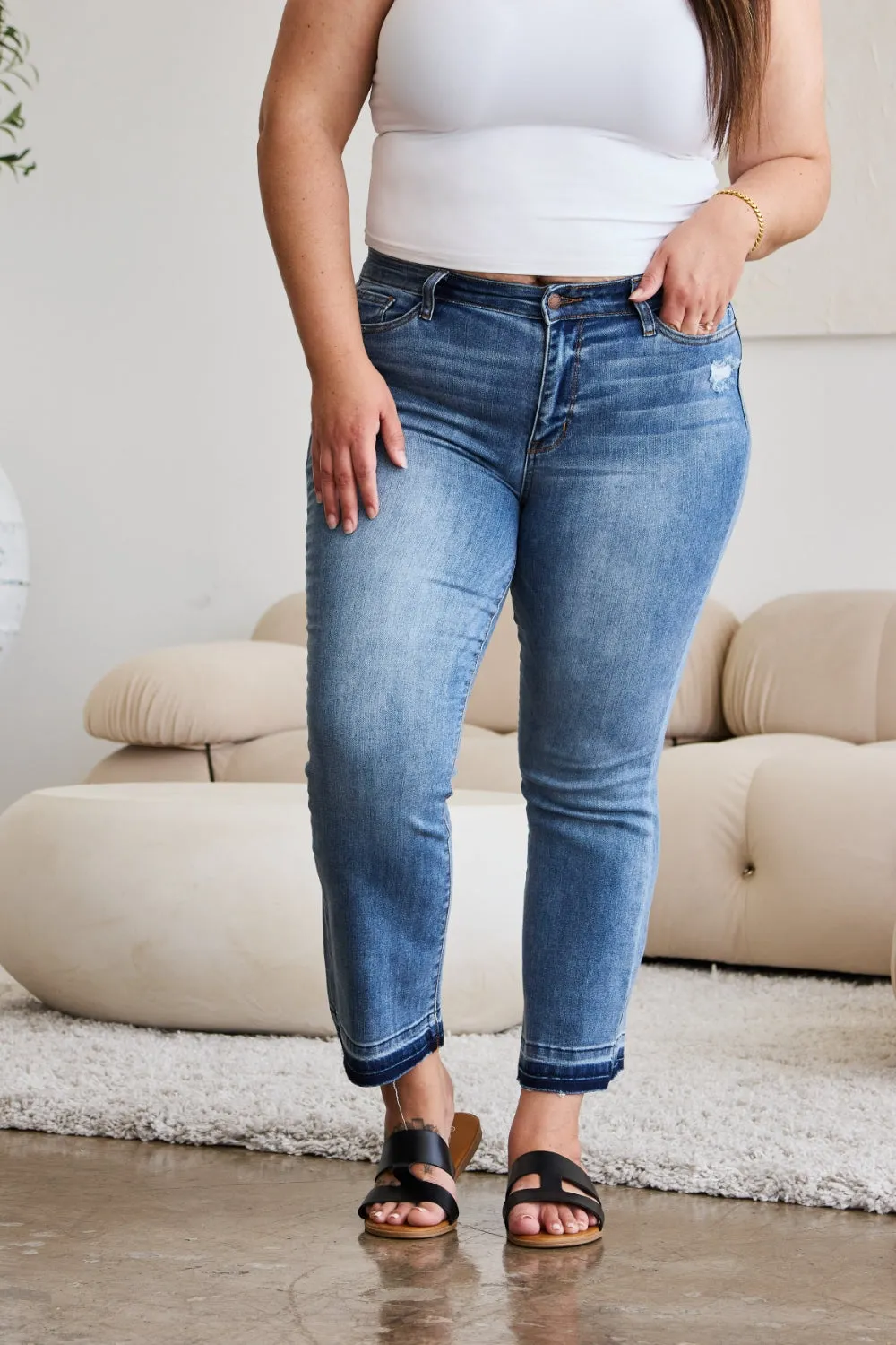 Judy Blue Release Hem Cropped Bootcut Jeans [Online Exclusive]