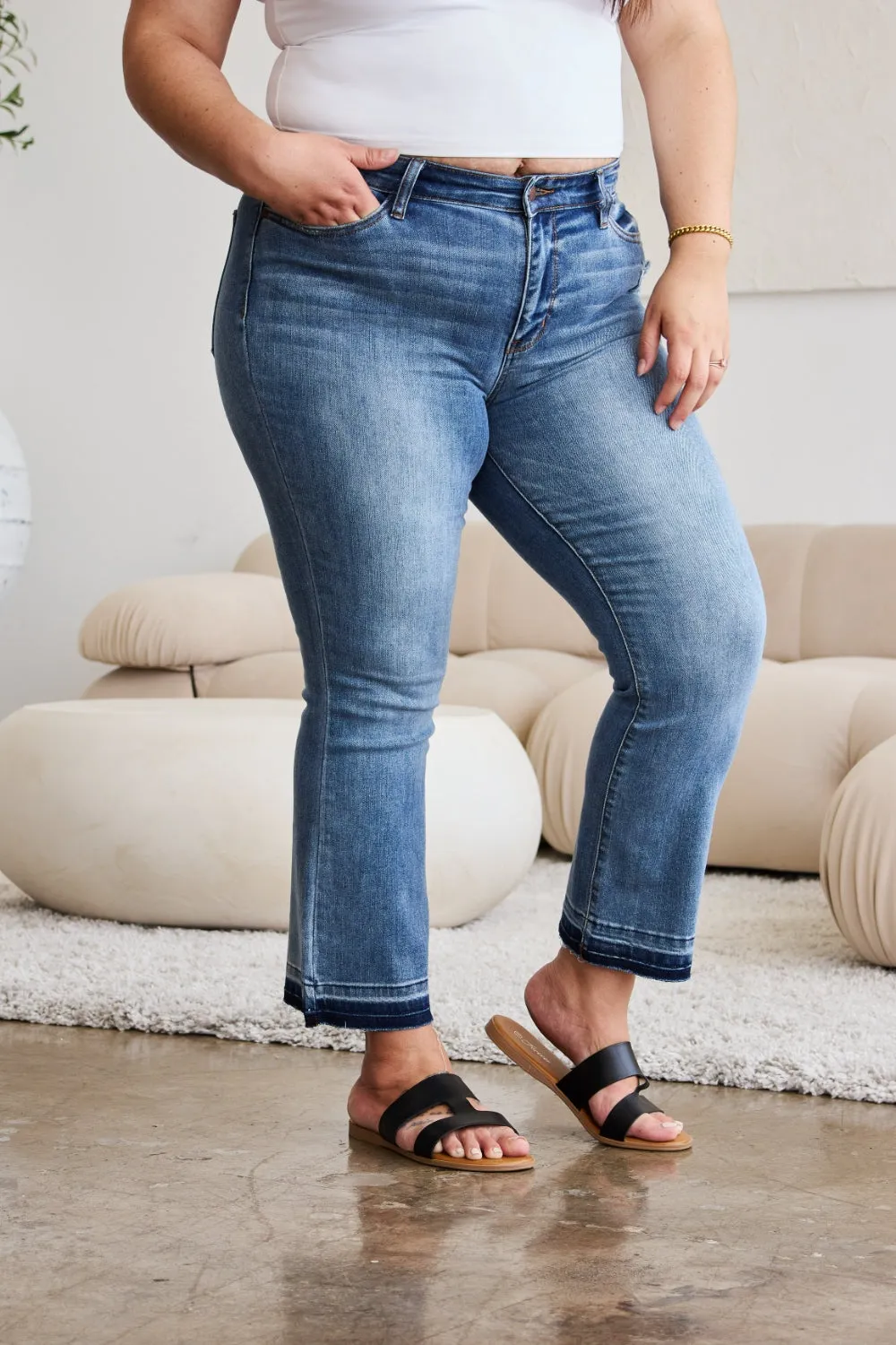 Judy Blue Release Hem Cropped Bootcut Jeans [Online Exclusive]