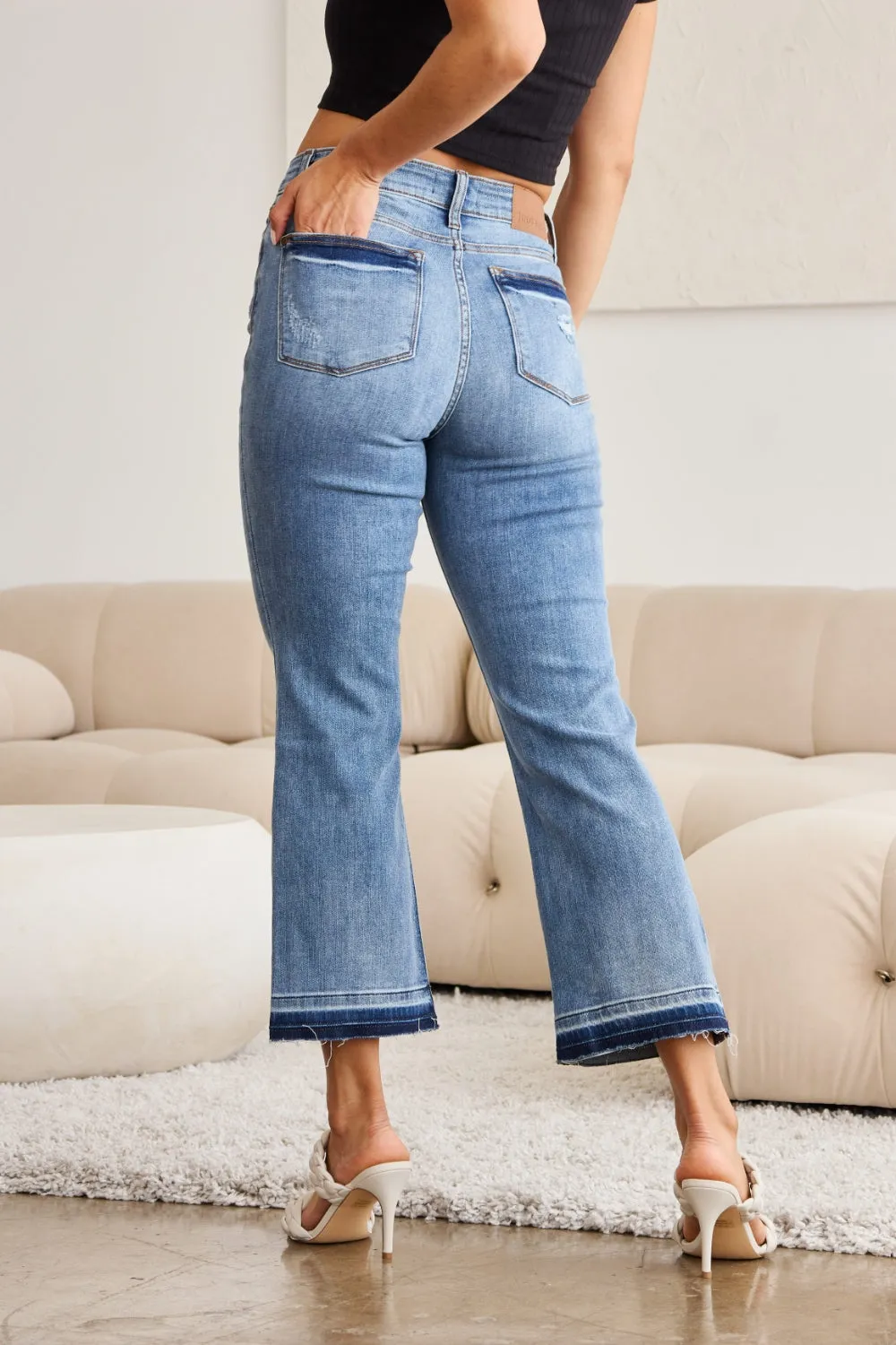 Judy Blue Release Hem Cropped Bootcut Jeans [Online Exclusive]